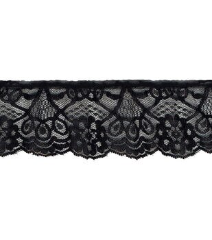 Wrights Simplicity 3-Tier Lace Ruffle 2.5X12yd-Black