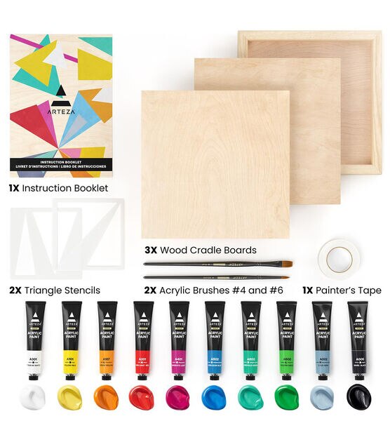 Arteza 18ct Abstract Wood Acrylic Painting Set