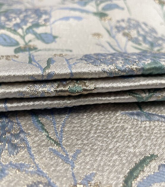 Blue Metallic Hydrangeas Jacquard Knit Fabric