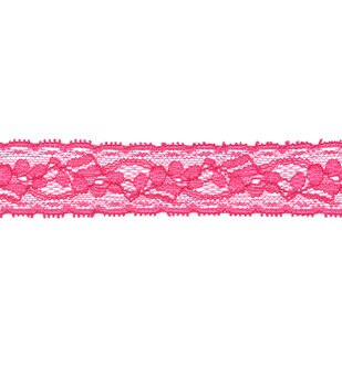 Hot Pink Petal Wave Stretch Lace - 7 Wide - 1 Yard - Porcelynne