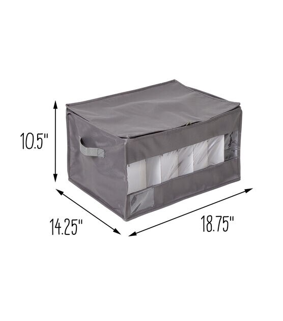 Honey Can Do 19" x 10.5" Gray Stemware Storage Box, , hi-res, image 12