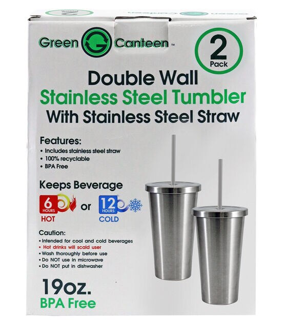 Stainless Steel Ink Tumblers - 2 Free Straw Toppers Included