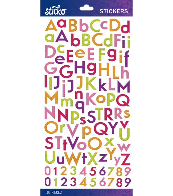 Sticko Alphabet Stickers - Script Sweetheart Small Glitter Blue
