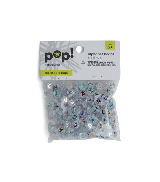 Pop! Possibilities 7mm Beads - Alphabet on White - Kids Pony Beads - Kids