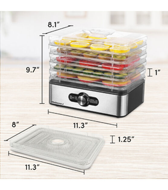 Elite Gourmet 5-Stainless Steel Tray Food Dehydrator with Adjustable  Temperature 