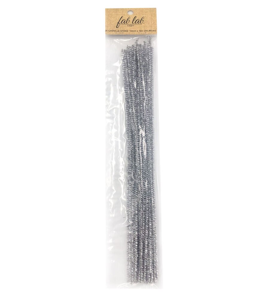 Silver Tinsel Stem, 3mm x 12 inch, 35 Pack