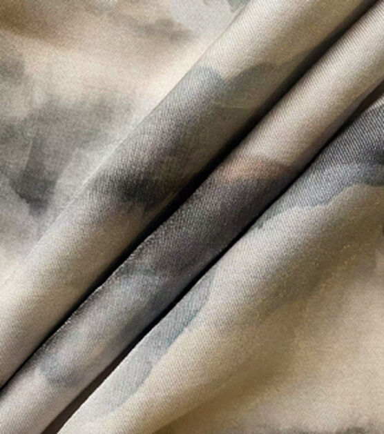 Gray Cloud Painting Shimmer Twill Silky Apparel Fabric