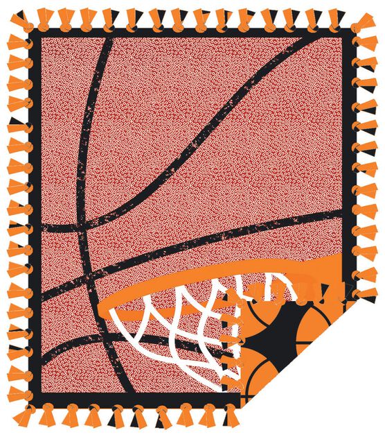 48" Wide Basketball No Sew Fleece Blanket