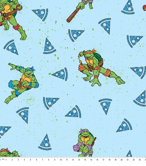 Teenage Mutant Ninja Turtles Pizza Paint Splatter Fleece Fabric