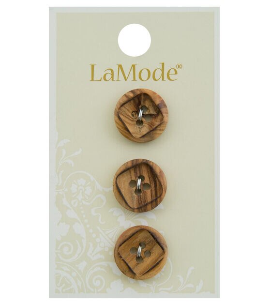 Organic Elements Tan 3/4 Made With Love Wood Buttons, 7 Pieces