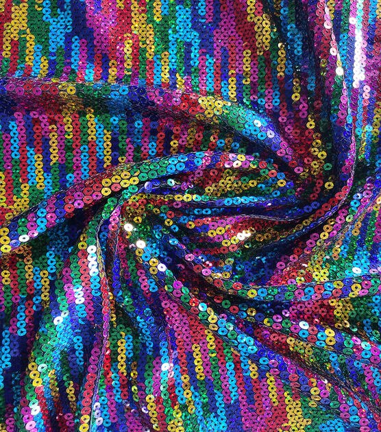 Rainbow Sequin On Stretch Mesh 58 W Fabric By The Yard Striped
