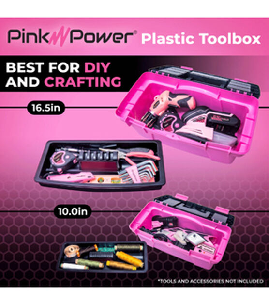 Pink Power 16 x 10 Pink Craft Tool Box Organizer Set 2ct