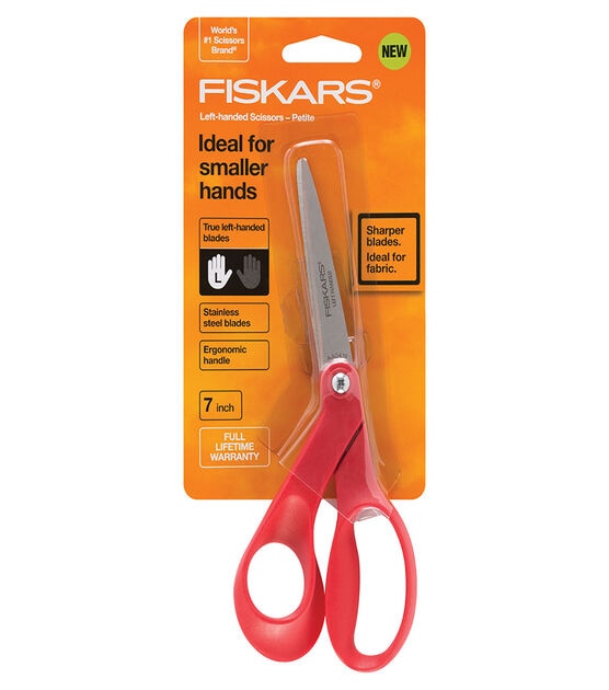 Fiskars 1294508697wj Left-Hand 8 inch Bent-left, Stainless Steel - Orange, Red