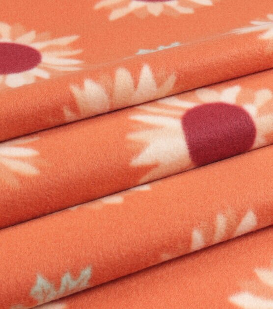 Orange Sunflowers Blizzard Fleece Fabric, , hi-res, image 3