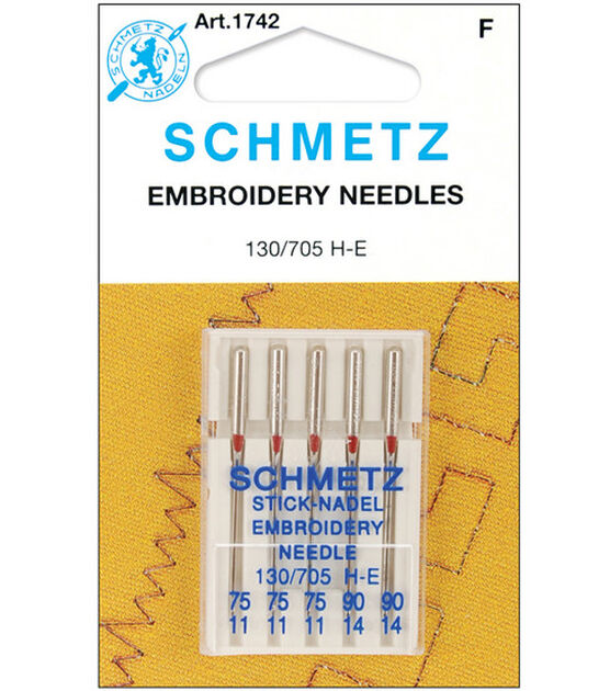 Schmetz Gold Embroidery Machine Needles, Size 14/90 - 5 count
