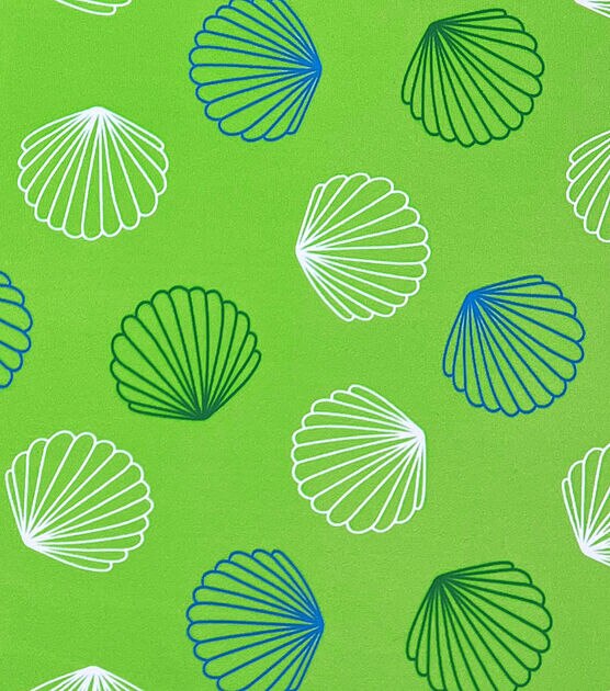 Shells on Lime Green Swim Fabric by POP!, , hi-res, image 3