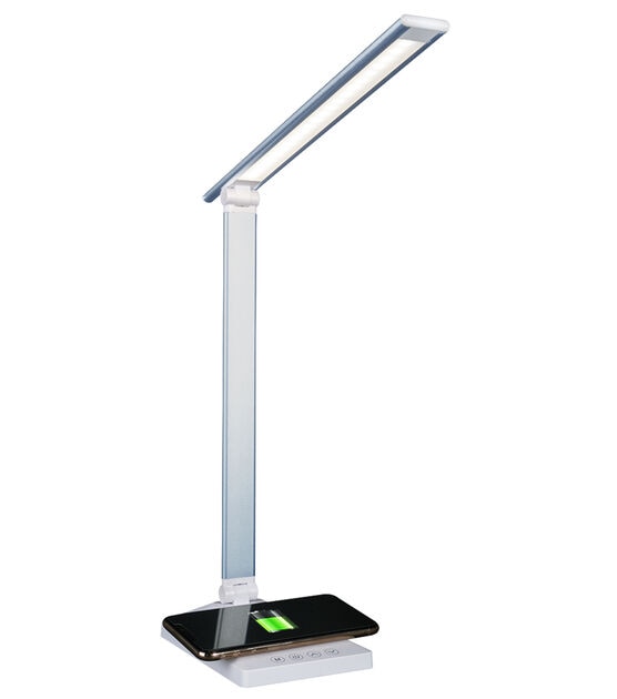 OttLite 22" Blue Entice LED Desk Lamp With Wireless Charging, , hi-res, image 2