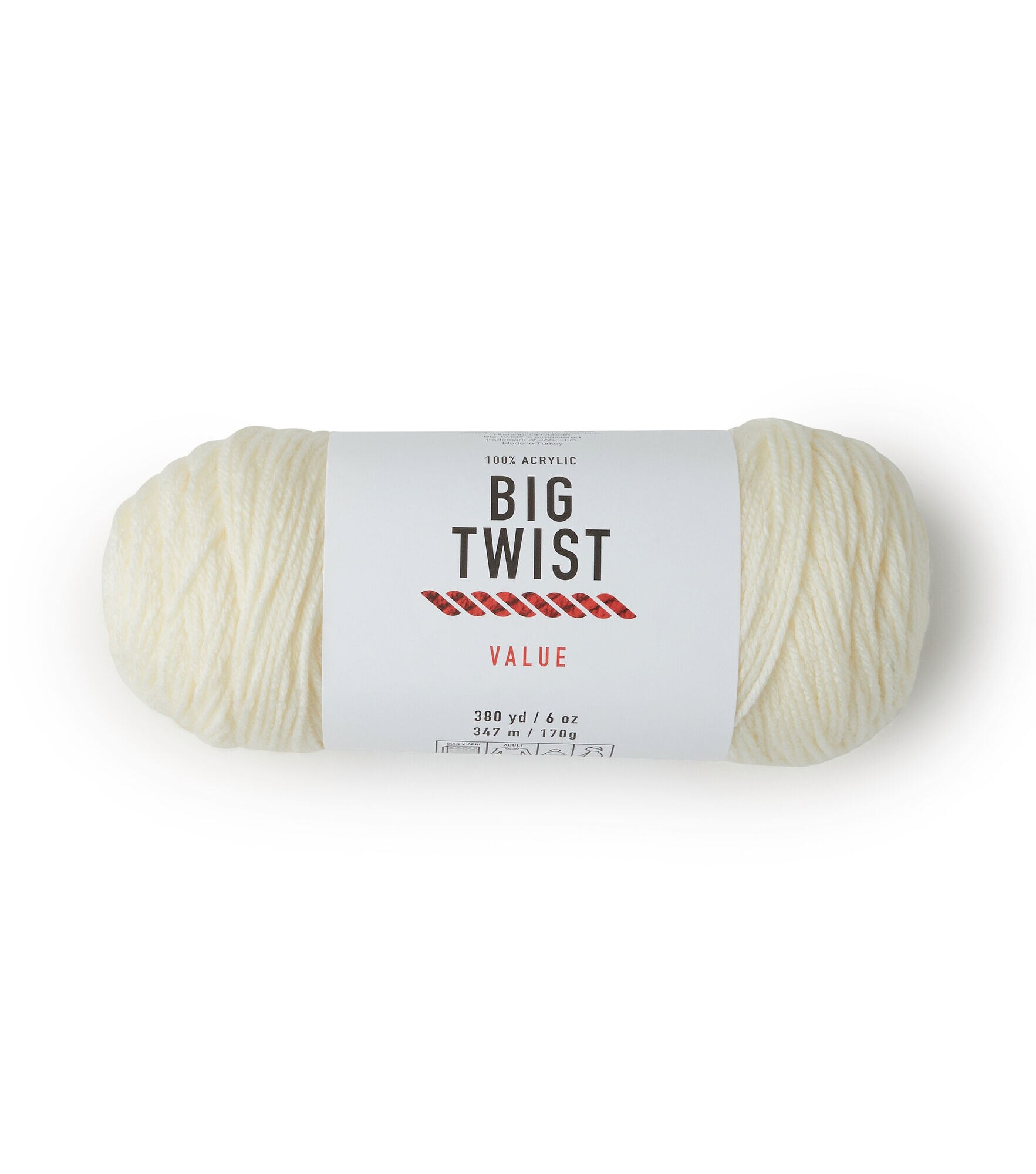 Value 380yd Worsted Acrylic Yarn by Big Twist, Ivory, hi-res
