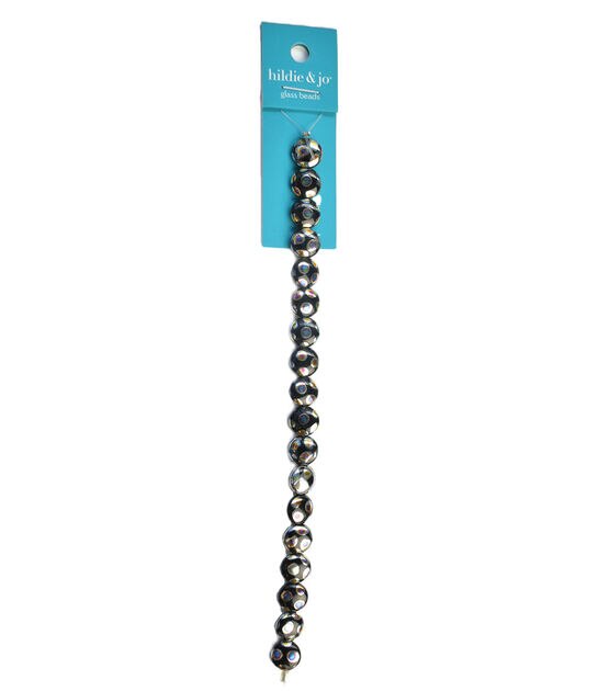 Vintage Black Beaded Bracelet Elastic Faceted Glass Beads