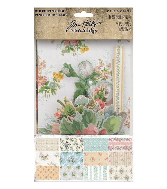 Tim Holtz 49ct Worn Wallpaper Scraps & Dies