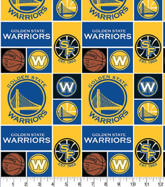 Golden State Warriors Cotton Fabric 44 Logo Block