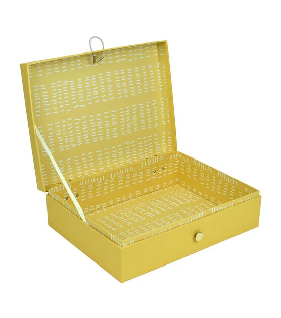 11" Yellow Pantone Rectangle Box With Button Closure by Place & Time, , hi-res, image 2
