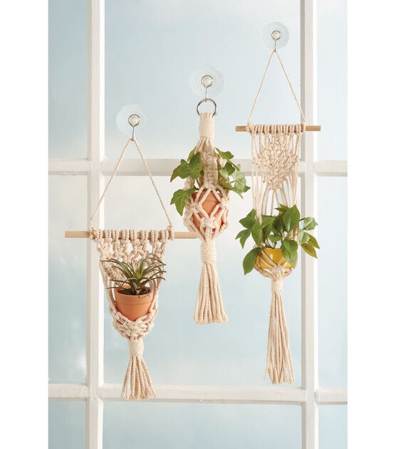 Macrame Plant Hanger, Hanging Planter, Cotton & Leather Suede Plant Hanger  