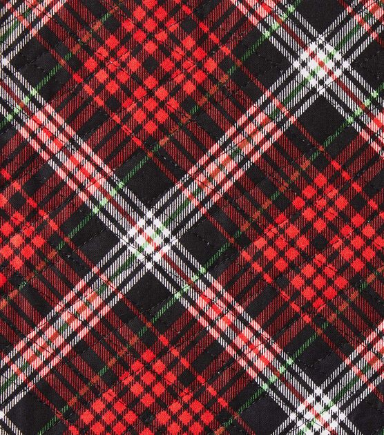 Pinecones & Plaid Double Faced Pre Quilted Christmas Cotton Fabric, , hi-res, image 2