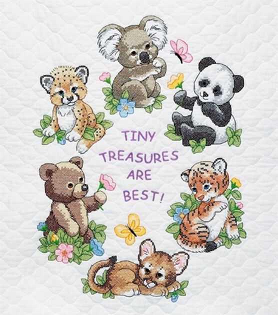 Dimensions Quilt Stamped Cross Stitch Kit 34X43 - Animal Babies