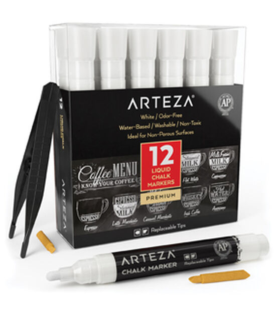 ARTEZA Liquid Chalk Markers, Set of 16 Bright Colors, for Blackboard,  Whiteboard, Windows, Mirrors & Glass, Fine Tip Chalkboard Pens, Office  Supplies