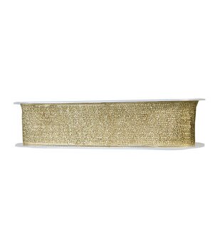 Simplicity Metallic Sheer Lace Trim 1.13'' Antique Gold