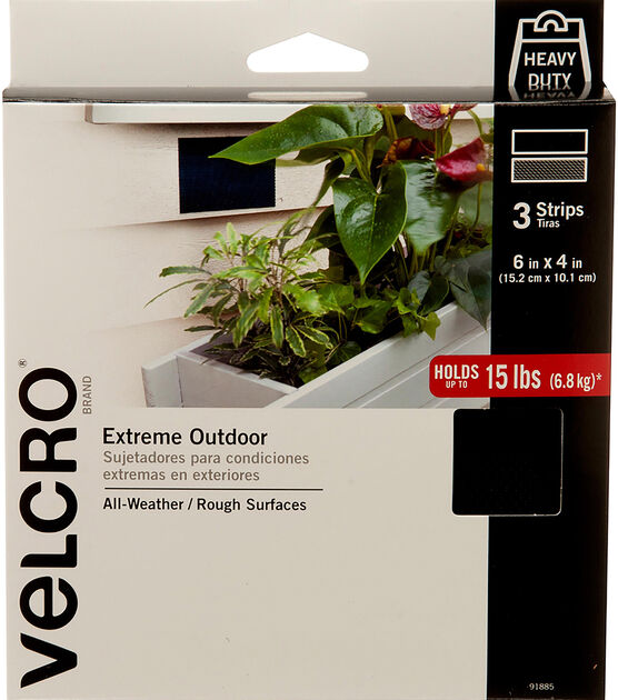 VELCRO Extreme Outdoor Strips 4''x6'' Black 3pk | JOANN