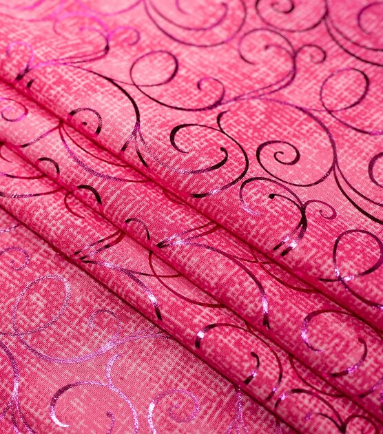 Pink Scroll Quilt Foil Cotton Fabric by Keepsake Calico, , hi-res, image 3
