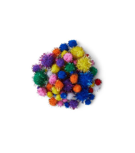 Pop! Tinsel Pom Bright Assorted 100ct - Kids Craft Basics - Kids