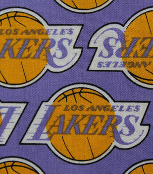 NBA LA Los Angeles LAKERS Vintage Print 100% Cotton Fabric 