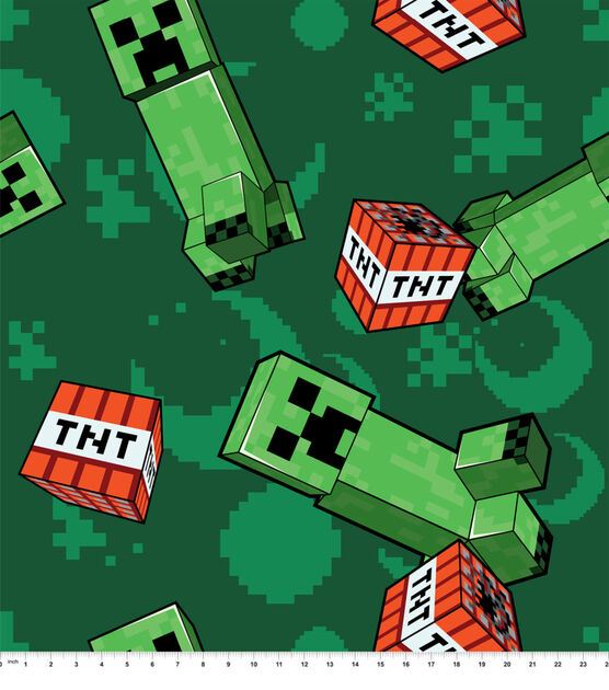 Minecraft Creeper Action Fleece Fabric