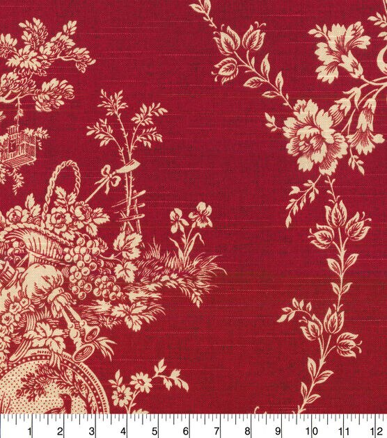 Waverly Upholstery Fabric Country House Toile Red