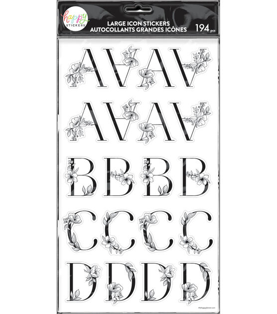 Happy Planner 194pc Sophisticated Floral Alphabet 10 Sheet Sticker