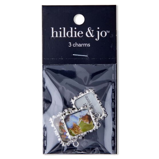 21mm x 18mm Silver Metal Photo Frame Charms 3ct by hildie & jo