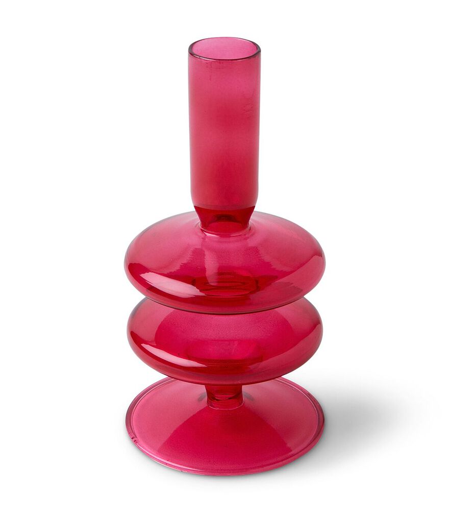 6" Spring Glass Abstract Taper Candle Holder by Place & Time, Red, swatch, image 2