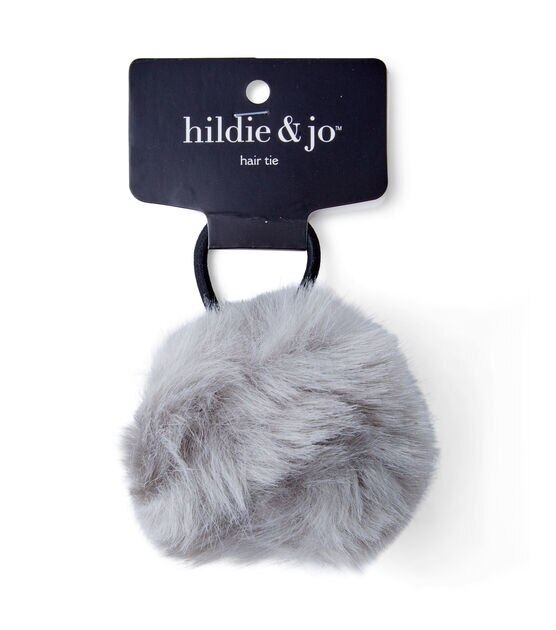 Gray Nylon Pom Pom Hair Tie by hildie & jo