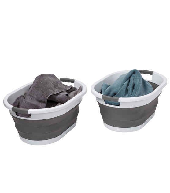 Silicone Collapsible Laundry Basket Folding Cloth Washing Storage Bin Pop  Up UK