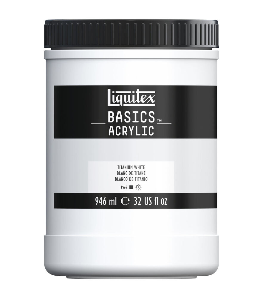 Liquitex BASICS Acrylic Color 32 oz Jar, Titanium White, swatch, image 1