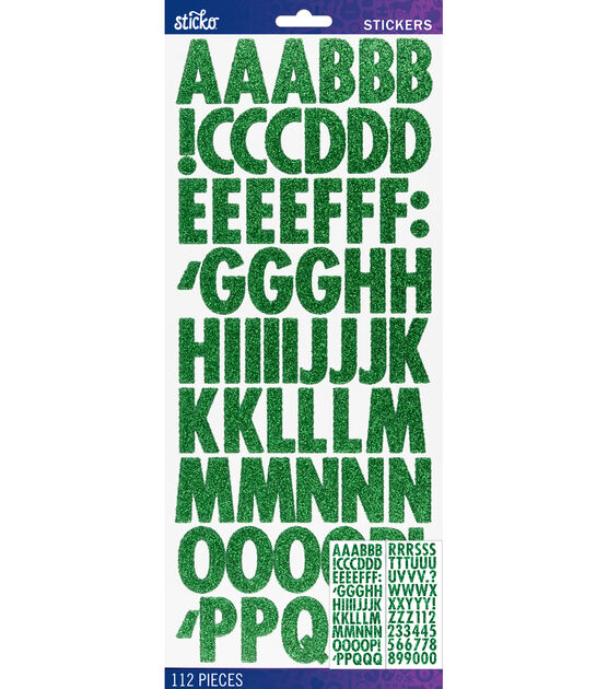 144 Wholesale Shiny Stickers Letters Green - at 