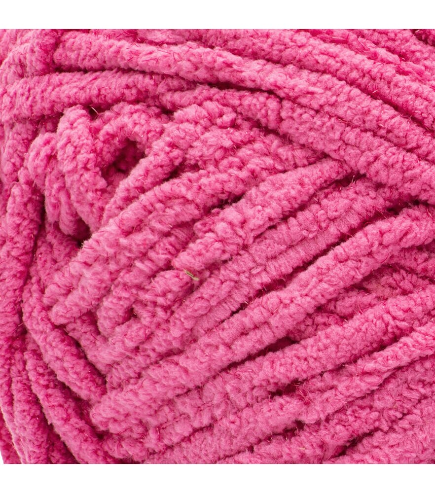 Bernat Baby Blanket Sparkle 220yds Super Bulky Polyester Yarn, Hot Pink, swatch, image 4