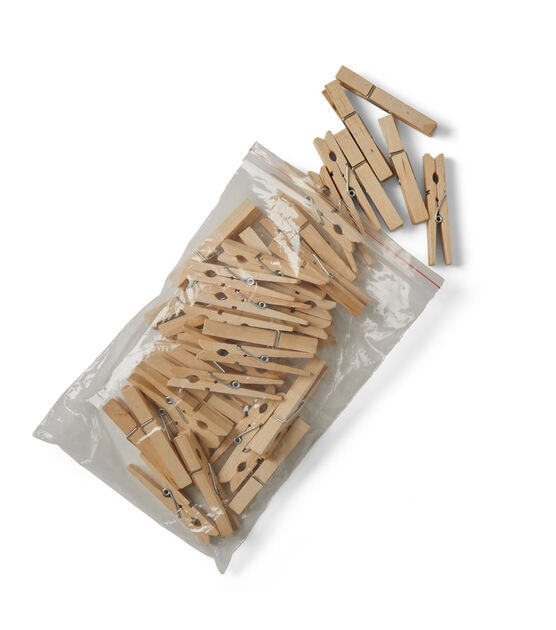Hello Hobby Clothespins Wood 1 inch Mini Silver 36pc