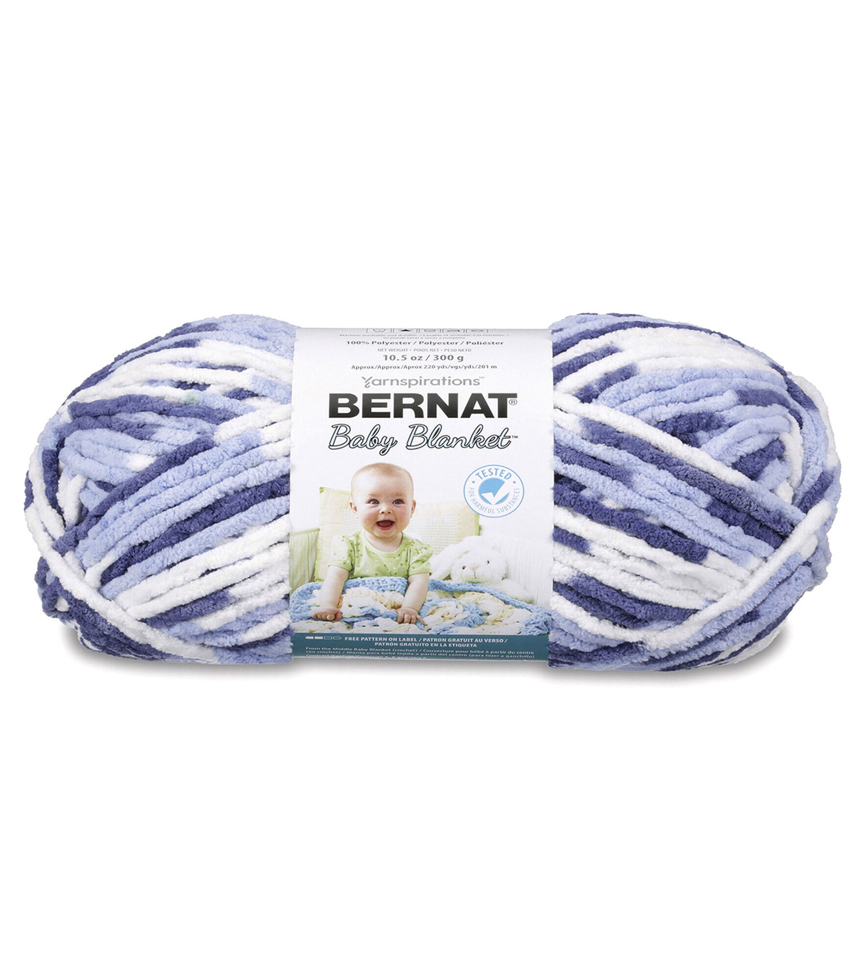 Bernat Baby Blanket 220yds Super Bulky Polyester Variegated Yarn, Blue Dreams, hi-res