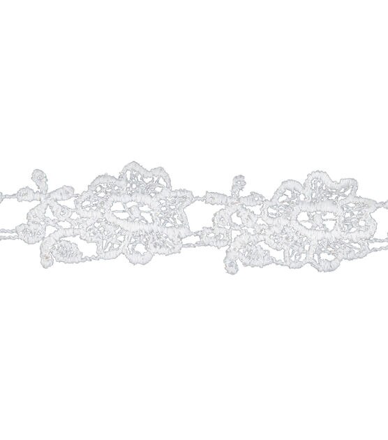 Black and Silver Stretch Lace Trim - 1.5 - Floral - Lace - Trims