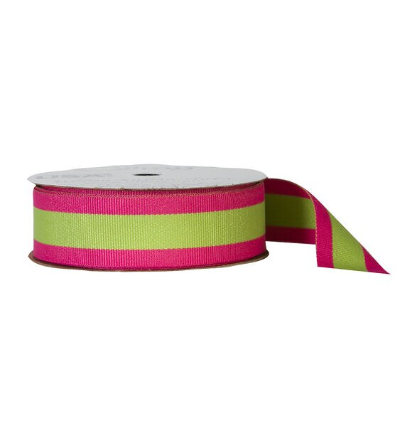 Offray Ribbon, Pink 1 1/2 inch Wired Grosgrain Ribbon, 9 feet 