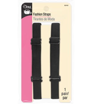 Classic Fabric Replacement Bra Straps Multiple Widths (Black - 10mm wide  with Black Rhinestone detail) at  Women's Clothing store